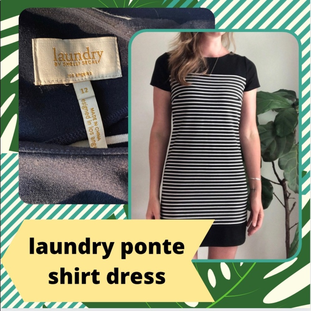 laundry ponte cotton stripe dress